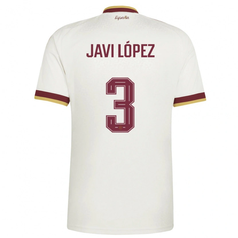 Danxen Hombre Camiseta España Javi López #3 Marfil Borgoña 2ª Equipación 26-28 La Camisa México