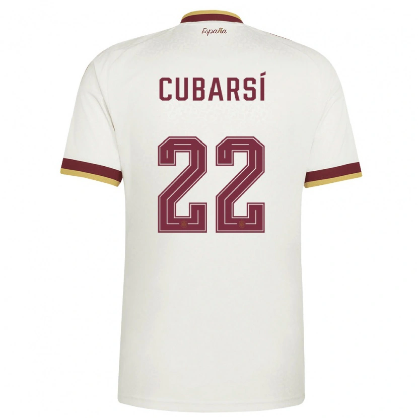 Danxen Hombre Camiseta España Pau Cubarsí #22 Marfil Borgoña 2ª Equipación 26-28 La Camisa México