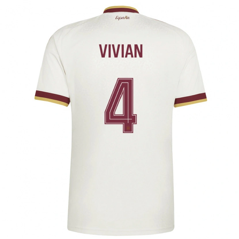 Danxen Hombre Camiseta España Dani Vivian #4 Marfil Borgoña 2ª Equipación 26-28 La Camisa México