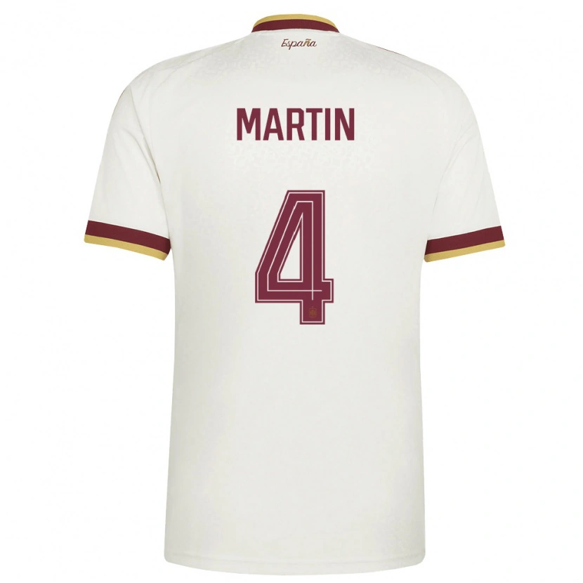 Danxen Hombre Camiseta España Jon Martín #4 Marfil Borgoña 2ª Equipación 26-28 La Camisa México