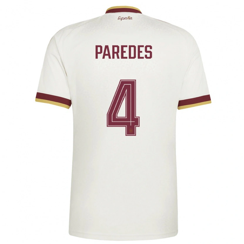 Danxen Hombre Camiseta España Irene Paredes #4 Marfil Borgoña 2ª Equipación 26-28 La Camisa México