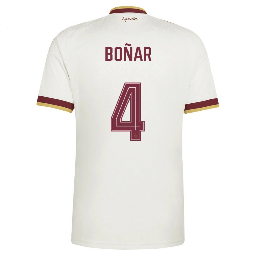 Danxen Hombre Camiseta España Javier Bonar #4 Marfil Borgoña 2ª Equipación 26-28 La Camisa México