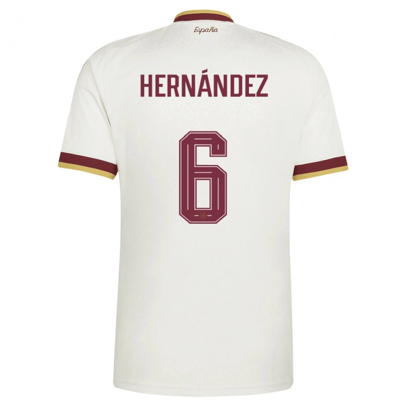 Danxen Hombre Camiseta España Gerard Hernandez #6 Marfil Borgoña 2ª Equipación 26-28 La Camisa México
