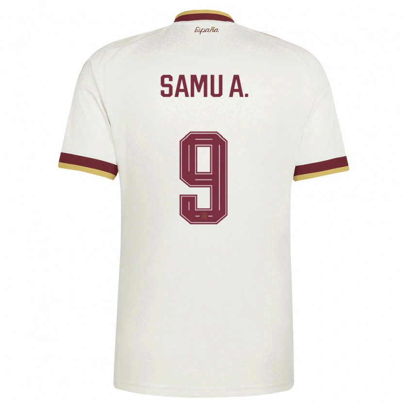 Danxen Hombre Camiseta España Samu Aghehowa #9 Marfil Borgoña 2ª Equipación 26-28 La Camisa México