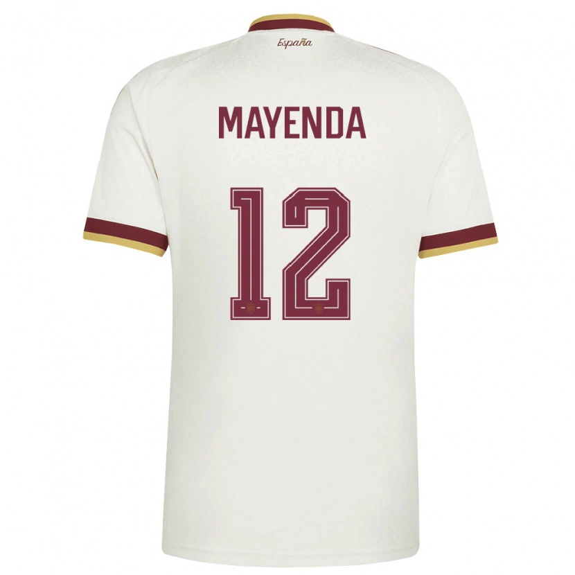 Danxen Hombre Camiseta España Eliezer Mayenda #12 Marfil Borgoña 2ª Equipación 26-28 La Camisa México