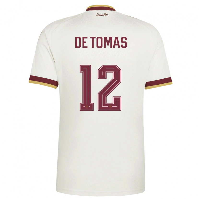 Danxen Hombre Camiseta España Raul De Tomas #12 Marfil Borgoña 2ª Equipación 26-28 La Camisa México
