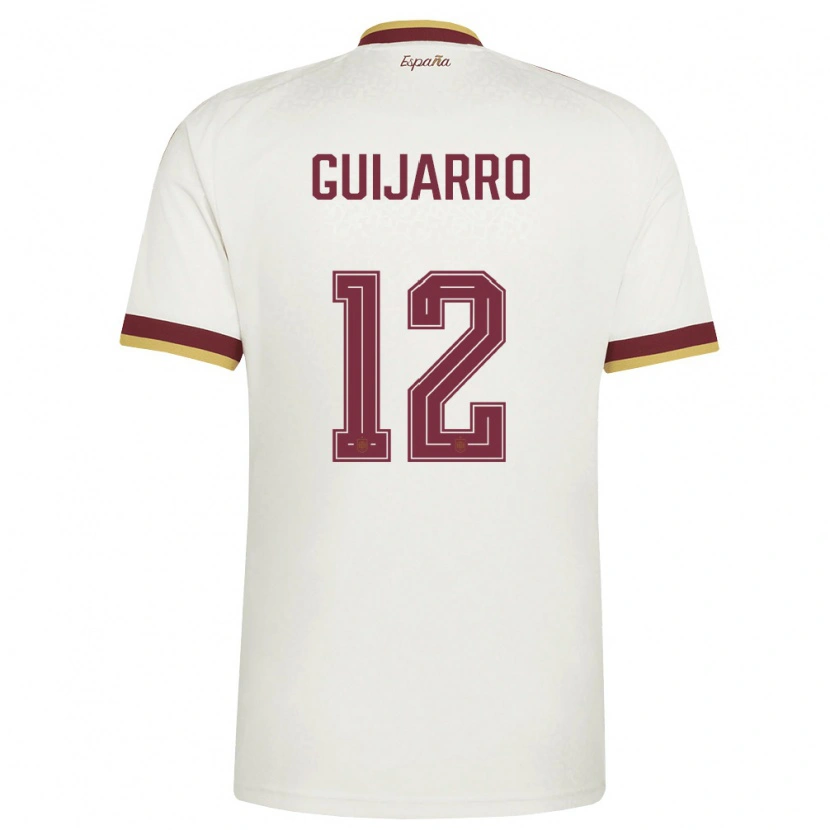 Danxen Hombre Camiseta España Patricia Guijarro #12 Marfil Borgoña 2ª Equipación 26-28 La Camisa México