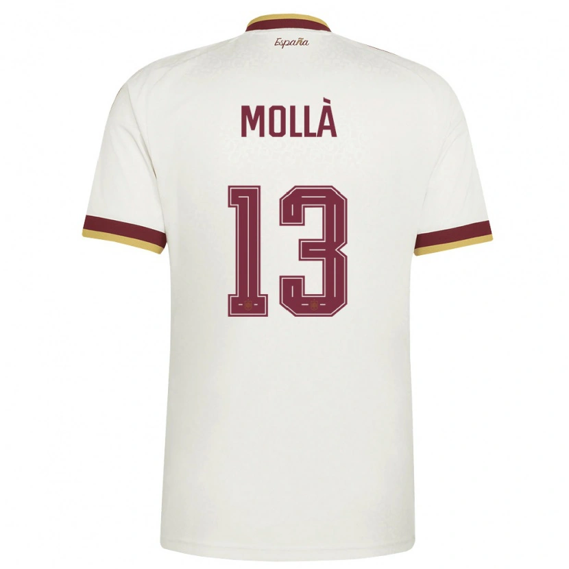 Danxen Hombre Camiseta España Pablo Mollà #13 Marfil Borgoña 2ª Equipación 26-28 La Camisa México