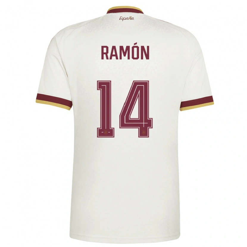 Danxen Hombre Camiseta España Jacobo Ramón #14 Marfil Borgoña 2ª Equipación 26-28 La Camisa México
