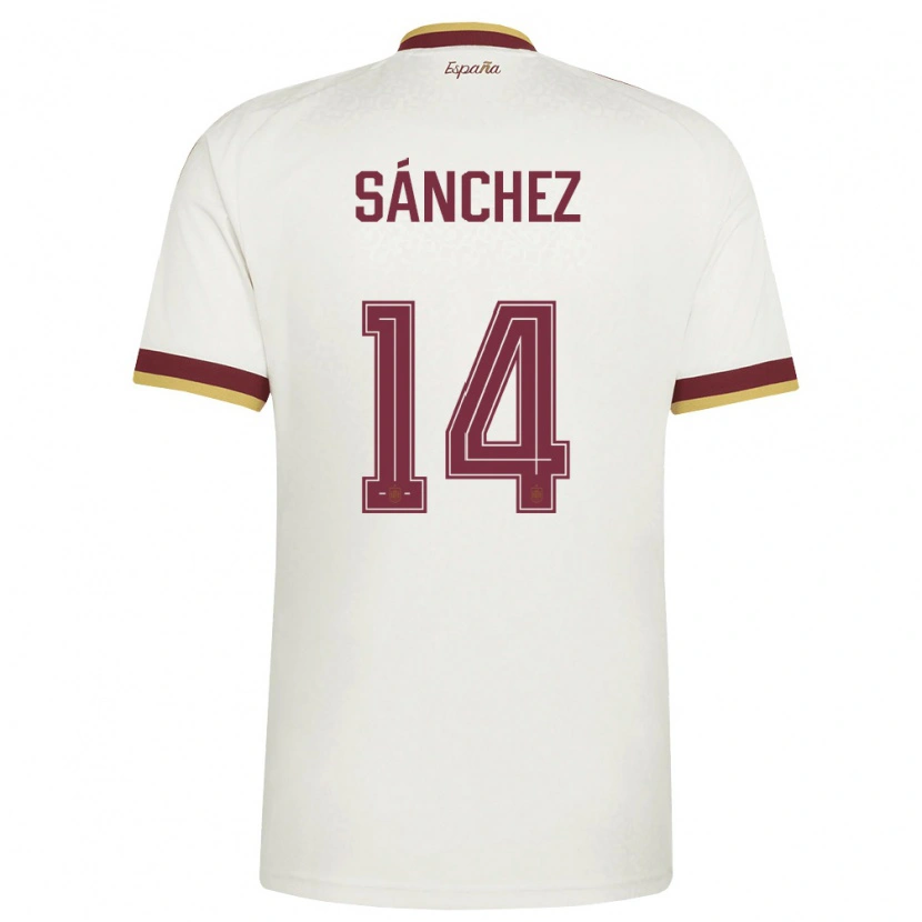 Danxen Hombre Camiseta España Selton Sánchez #14 Marfil Borgoña 2ª Equipación 26-28 La Camisa México