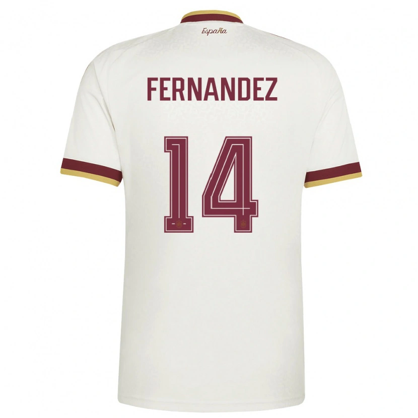 Danxen Hombre Camiseta España Nicolás Fernández #14 Marfil Borgoña 2ª Equipación 26-28 La Camisa México