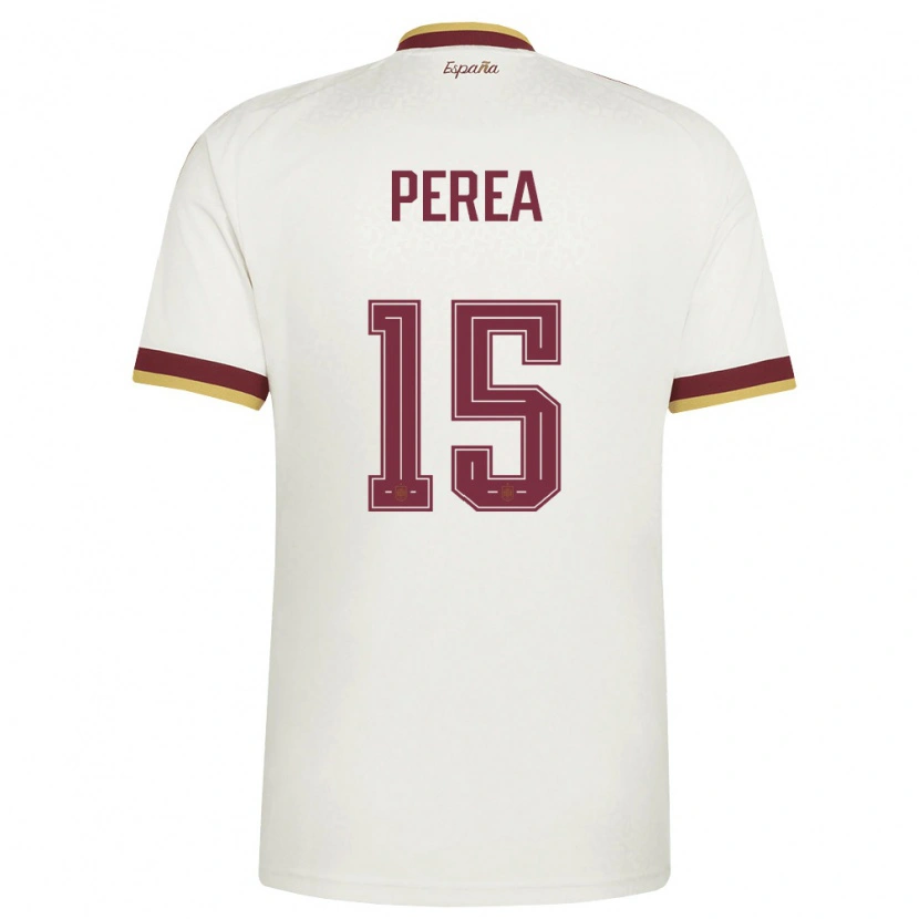 Danxen Hombre Camiseta España Cristian Perea #15 Marfil Borgoña 2ª Equipación 26-28 La Camisa México
