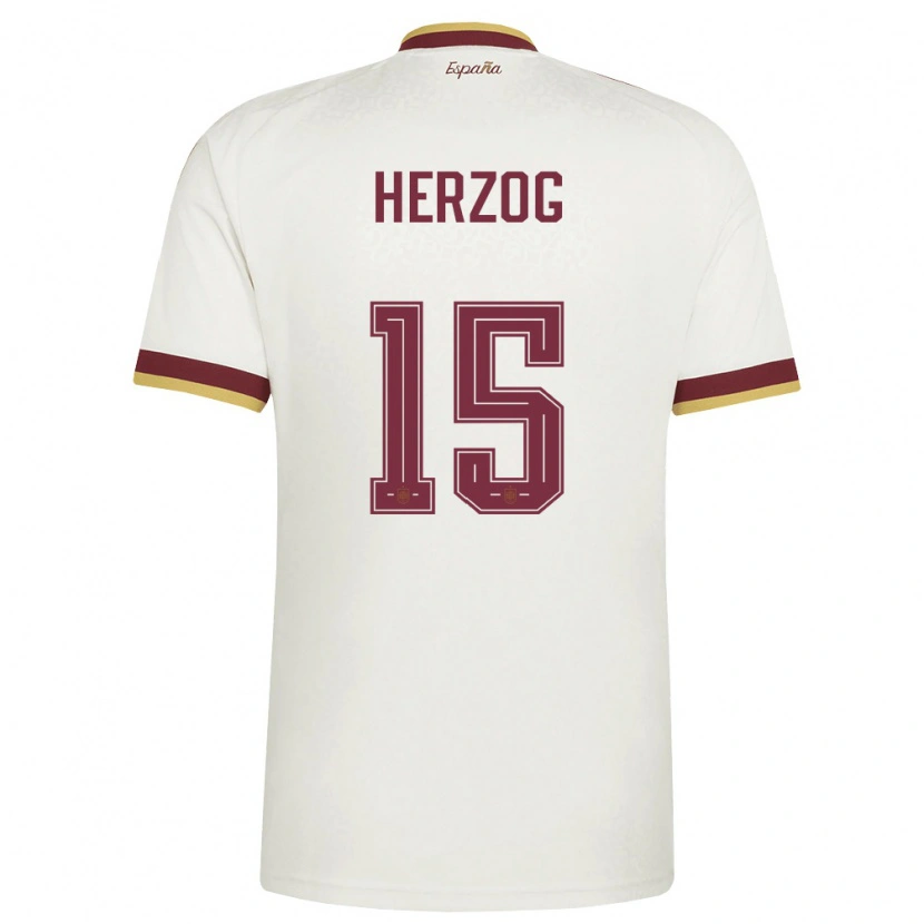Danxen Hombre Camiseta España Juanma Herzog #15 Marfil Borgoña 2ª Equipación 26-28 La Camisa México