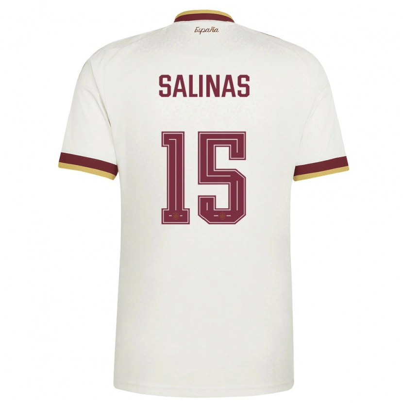 Danxen Hombre Camiseta España Jorge Salinas #15 Marfil Borgoña 2ª Equipación 26-28 La Camisa México