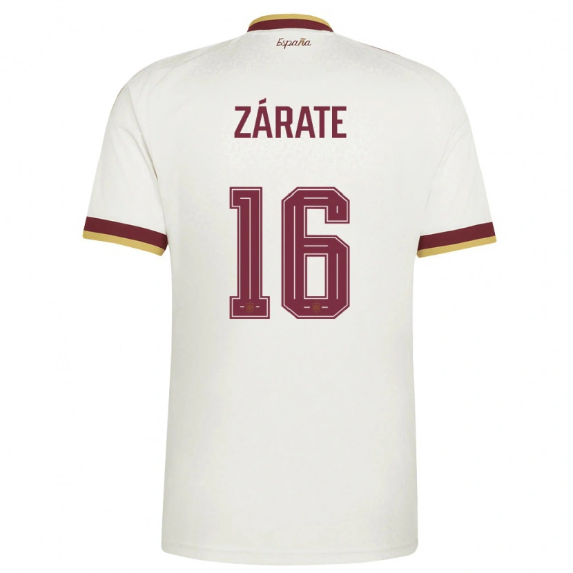 Danxen Hombre Camiseta España Dilan Zárate #16 Marfil Borgoña 2ª Equipación 26-28 La Camisa México