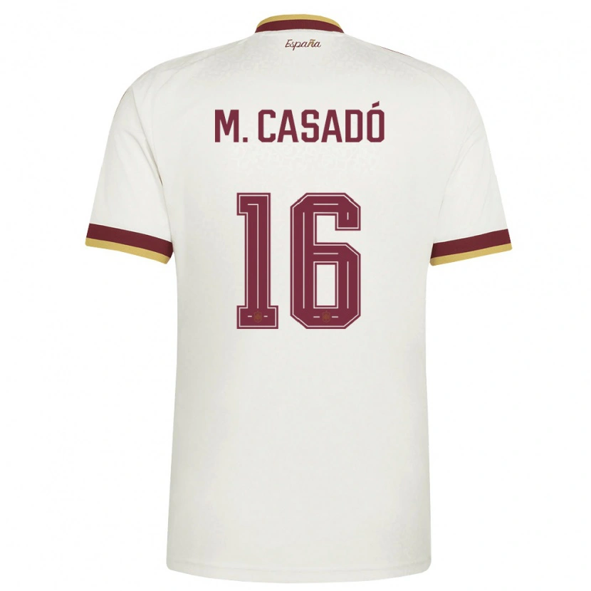 Danxen Hombre Camiseta España Marc Casadó #16 Marfil Borgoña 2ª Equipación 26-28 La Camisa México
