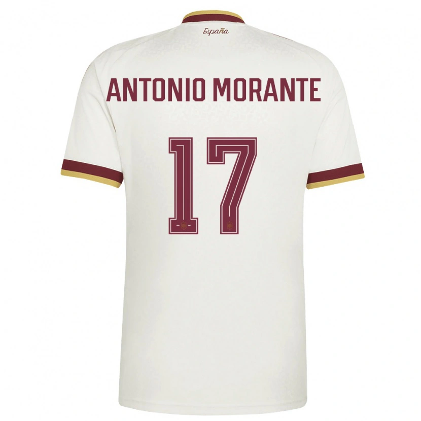 Danxen Hombre Camiseta España José Antonio Morante #17 Marfil Borgoña 2ª Equipación 26-28 La Camisa México