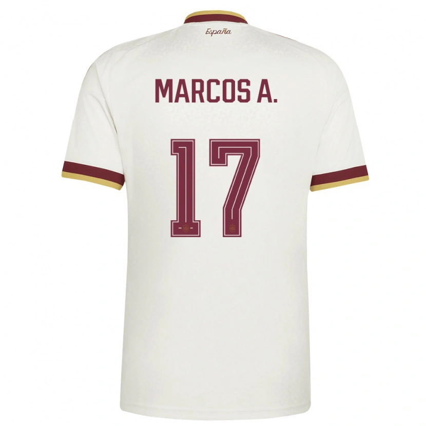Danxen Hombre Camiseta España Marcos Alonso #17 Marfil Borgoña 2ª Equipación 26-28 La Camisa México