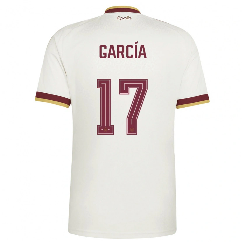 Danxen Hombre Camiseta España Lucia Garcia #17 Marfil Borgoña 2ª Equipación 26-28 La Camisa México