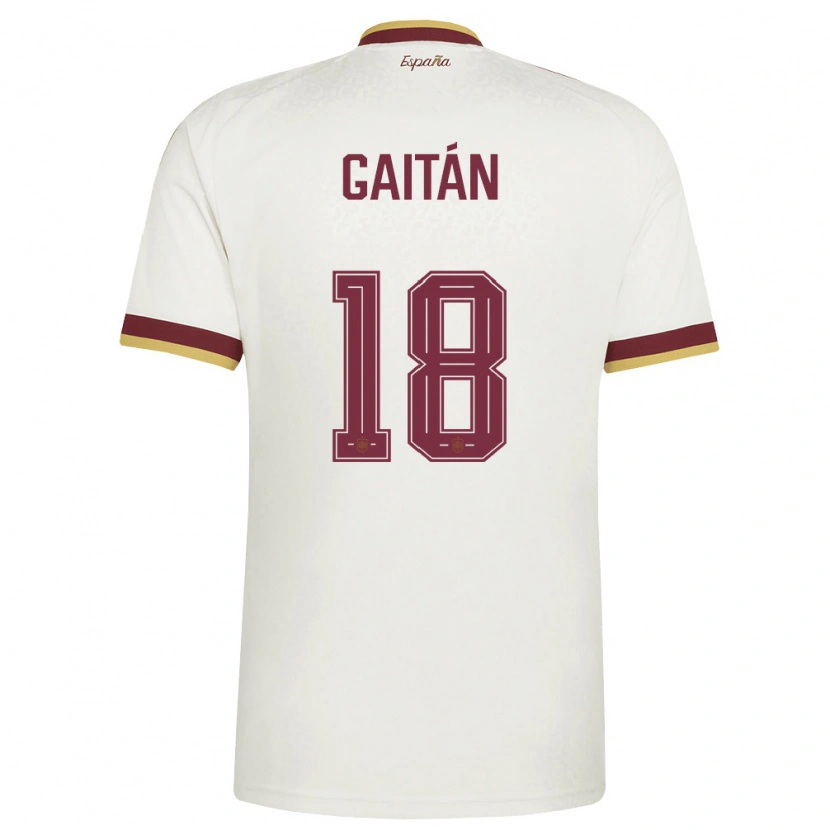 Danxen Hombre Camiseta España Joselillo Gaitán #18 Marfil Borgoña 2ª Equipación 26-28 La Camisa México