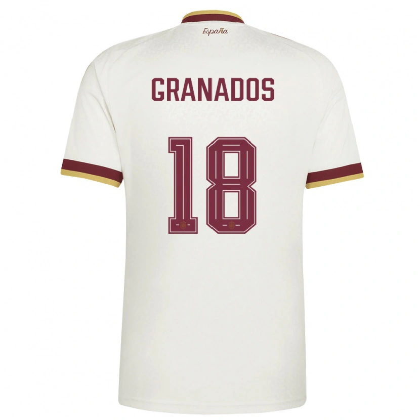 Danxen Hombre Camiseta España Alejandro Granados #18 Marfil Borgoña 2ª Equipación 26-28 La Camisa México