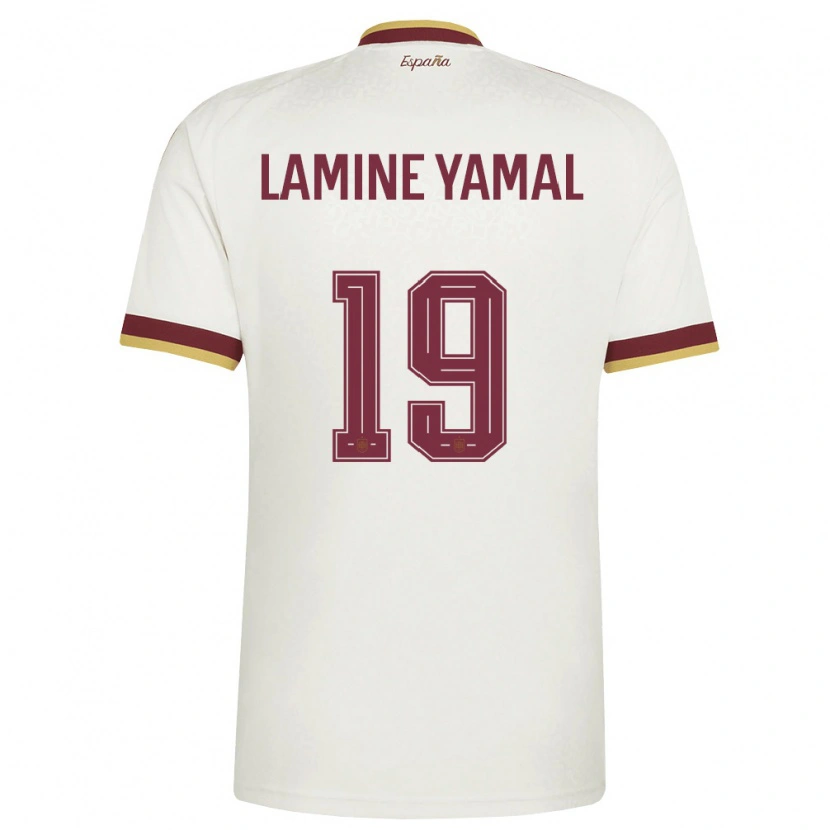 Danxen Hombre Camiseta España Lamine Yamal #19 Marfil Borgoña 2ª Equipación 26-28 La Camisa México