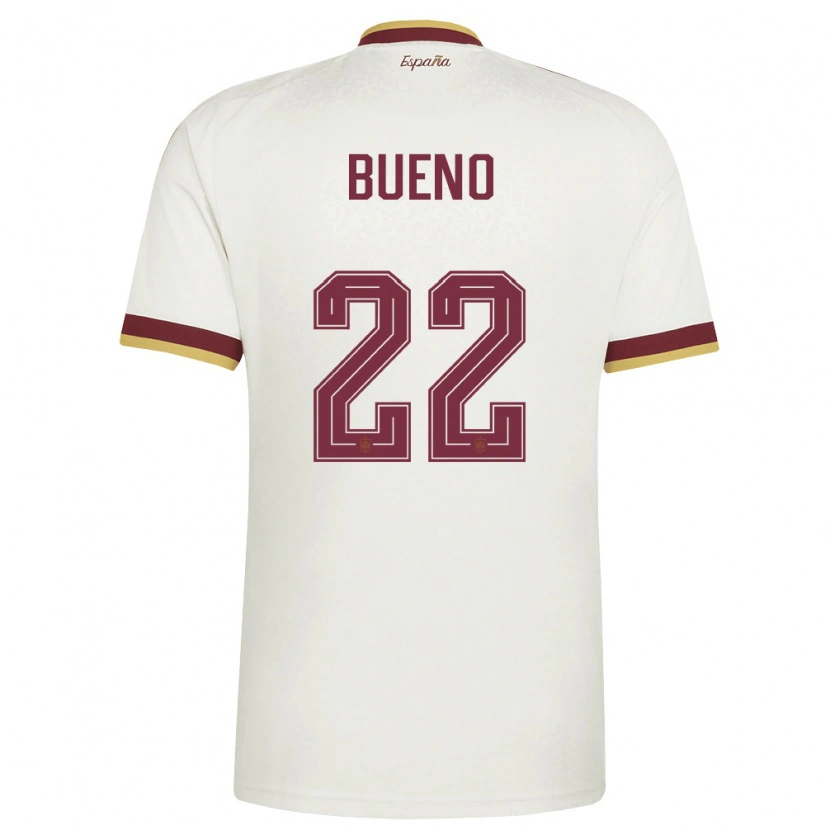 Danxen Hombre Camiseta España Hugo Bueno #22 Marfil Borgoña 2ª Equipación 26-28 La Camisa México