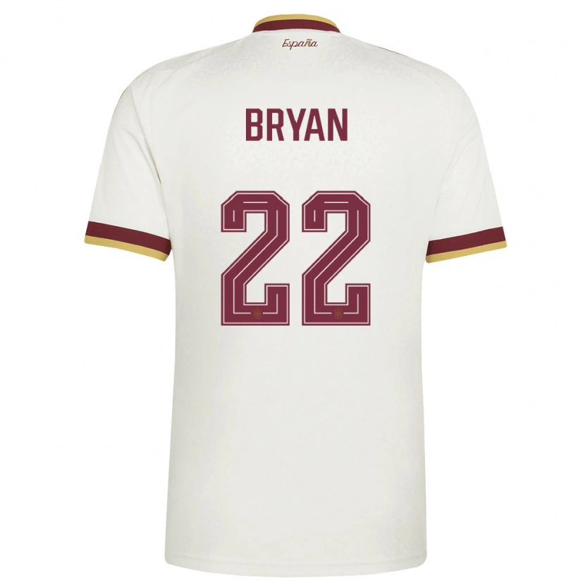 Danxen Hombre Camiseta España Bryan Gil #22 Marfil Borgoña 2ª Equipación 26-28 La Camisa México