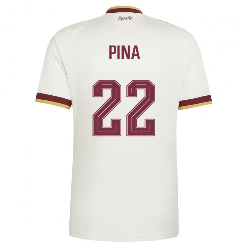 Danxen Hombre Camiseta España Claudia Pina #22 Marfil Borgoña 2ª Equipación 26-28 La Camisa México