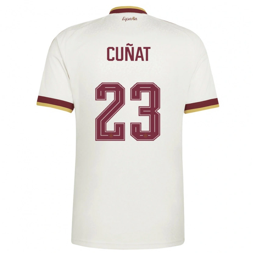 Danxen Hombre Camiseta España Pablo Cuñat #23 Marfil Borgoña 2ª Equipación 26-28 La Camisa México
