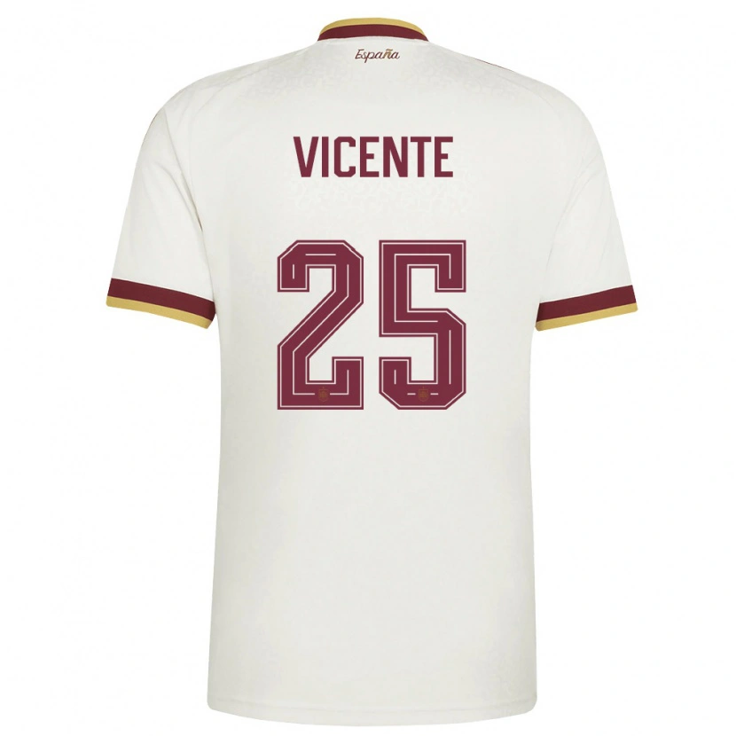 Danxen Hombre Camiseta España Ainhoa Vicente #25 Marfil Borgoña 2ª Equipación 26-28 La Camisa México