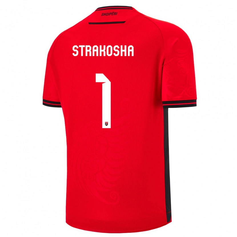 Danxen Mujer Camiseta Albania Thomas Strakosha #1 Rojo Negro 1ª Equipación 26-28 La Camisa México