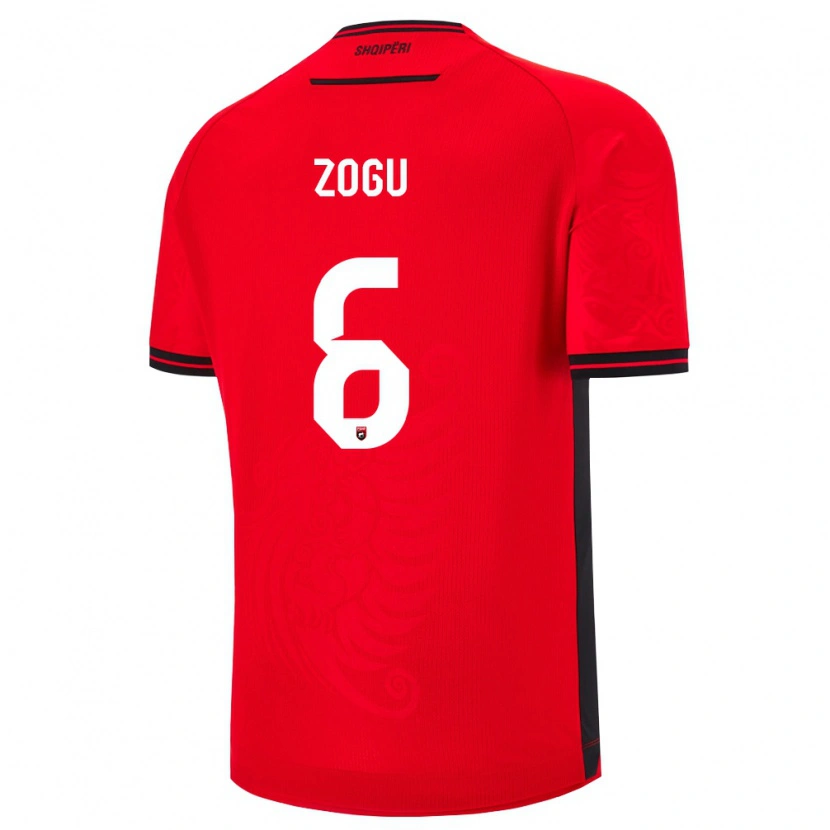 Danxen Mujer Camiseta Albania Matias Zogu #6 Rojo Negro 1ª Equipación 26-28 La Camisa México
