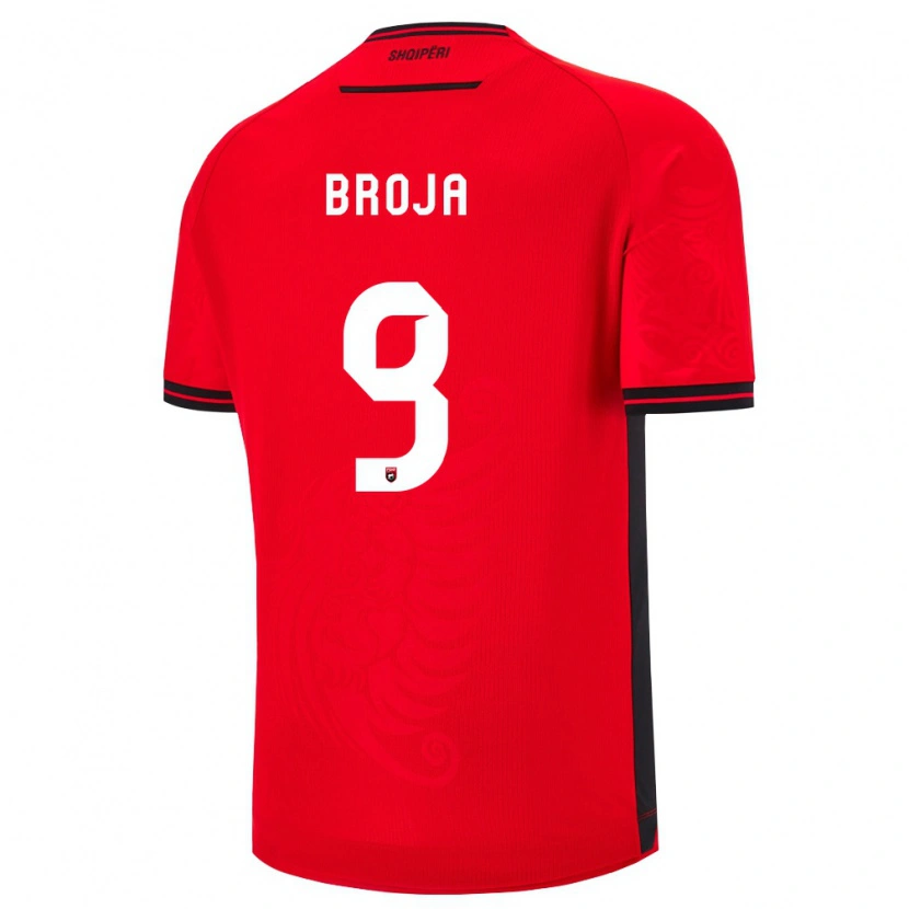Danxen Mujer Camiseta Albania Armando Broja #9 Rojo Negro 1ª Equipación 26-28 La Camisa México