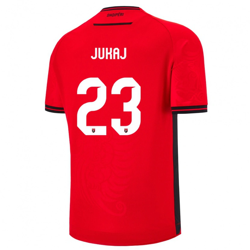 Danxen Mujer Camiseta Albania Aron Jukaj #23 Rojo Negro 1ª Equipación 26-28 La Camisa México