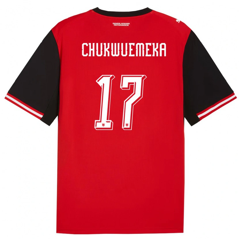 Danxen Mujer Camiseta Austria Carney Chukwuemeka #17 Negro Blanco 1ª Equipación 26-28 La Camisa México