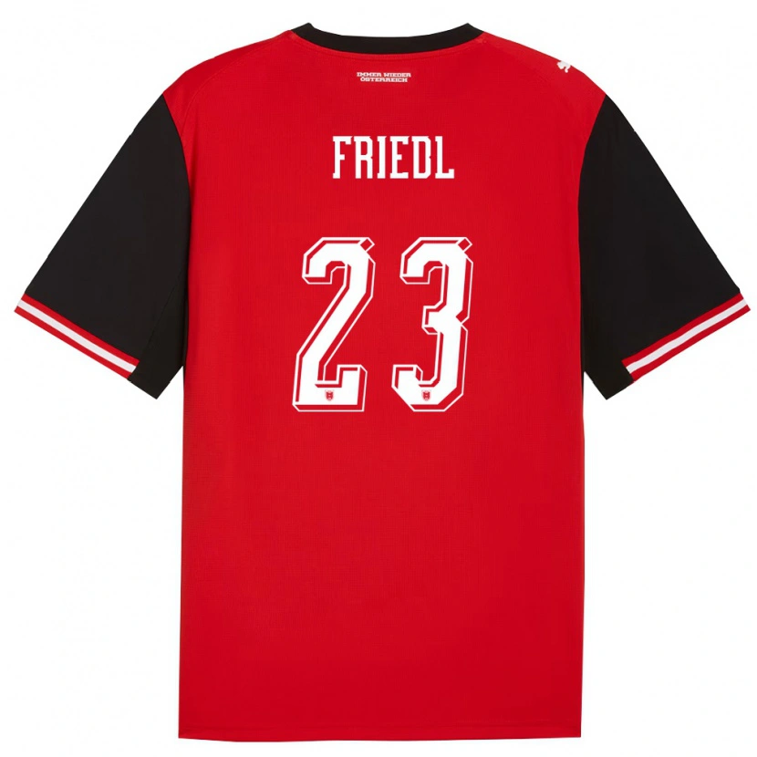 Danxen Mujer Camiseta Austria Marco Friedl #23 Negro Blanco 1ª Equipación 26-28 La Camisa México