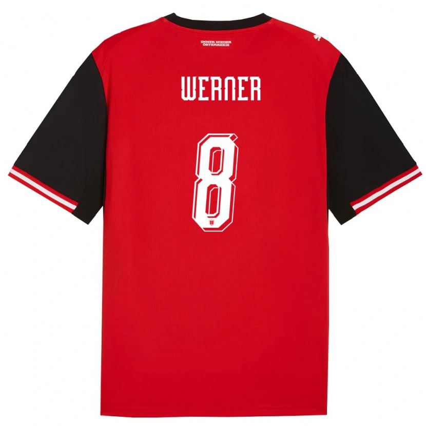 Danxen Mujer Camiseta Austria Jakob Werner #8 Negro Blanco 1ª Equipación 26-28 La Camisa México