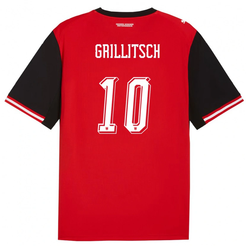 Danxen Mujer Camiseta Austria Florian Grillitsch #10 Negro Blanco 1ª Equipación 26-28 La Camisa México