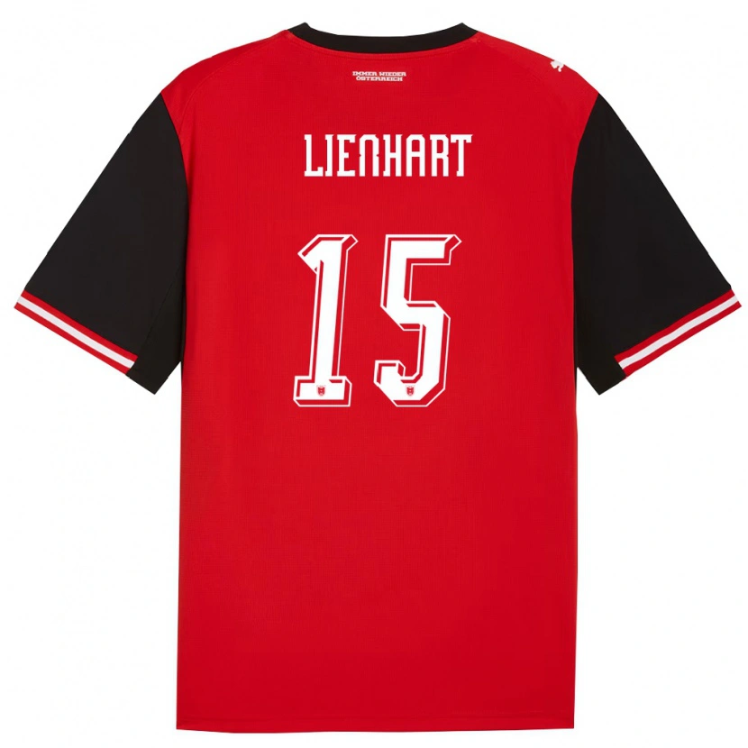 Danxen Mujer Camiseta Austria Philipp Lienhart #15 Negro Blanco 1ª Equipación 26-28 La Camisa México