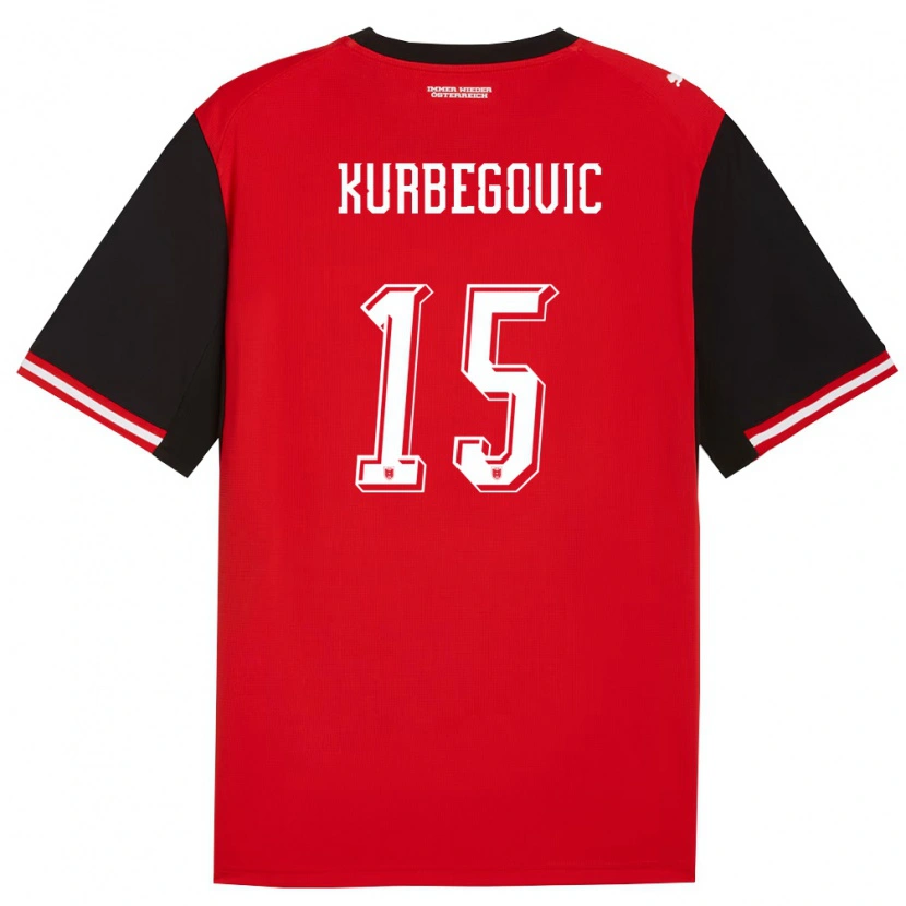 Danxen Mujer Camiseta Austria Dino Kurbegovic #15 Negro Blanco 1ª Equipación 26-28 La Camisa México