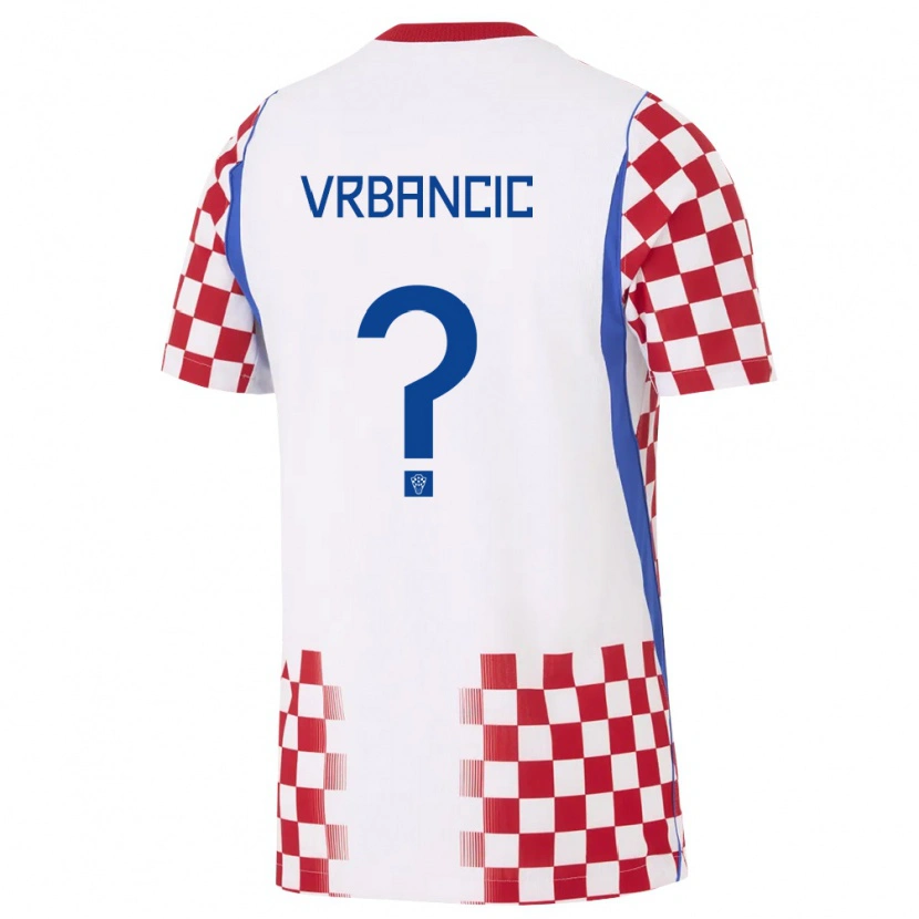 Danxen Mujer Camiseta Croacia Luka Vrbancic #0 Blanco Rojo Azul 1ª Equipación 26-28 La Camisa México