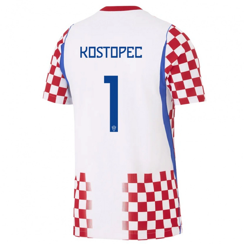 Danxen Mujer Camiseta Croacia Maroje Kostopec #1 Blanco Rojo Azul 1ª Equipación 26-28 La Camisa México
