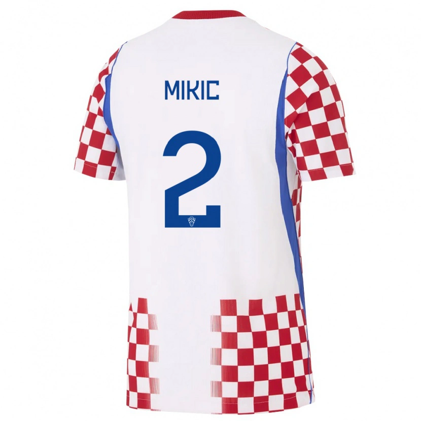 Danxen Mujer Camiseta Croacia Noa Mikic #2 Blanco Rojo Azul 1ª Equipación 26-28 La Camisa México