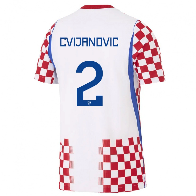 Danxen Mujer Camiseta Croacia Ivan Cvijanovic #2 Blanco Rojo Azul 1ª Equipación 26-28 La Camisa México