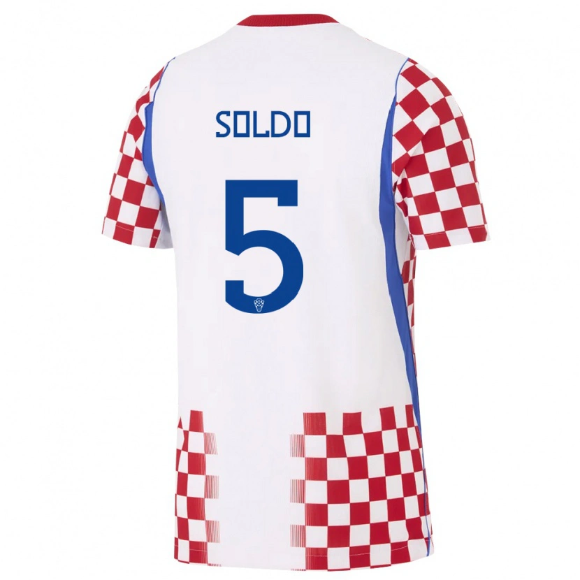 Danxen Mujer Camiseta Croacia Nikola Soldo #5 Blanco Rojo Azul 1ª Equipación 26-28 La Camisa México