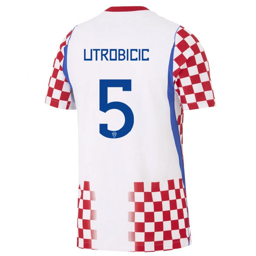 Danxen Mujer Camiseta Croacia Ante Utrobicic #5 Blanco Rojo Azul 1ª Equipación 26-28 La Camisa México