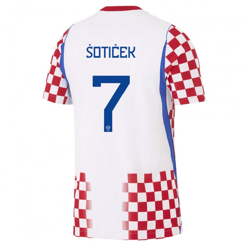 Danxen Mujer Camiseta Croacia Marin Soticek #7 Blanco Rojo Azul 1ª Equipación 26-28 La Camisa México