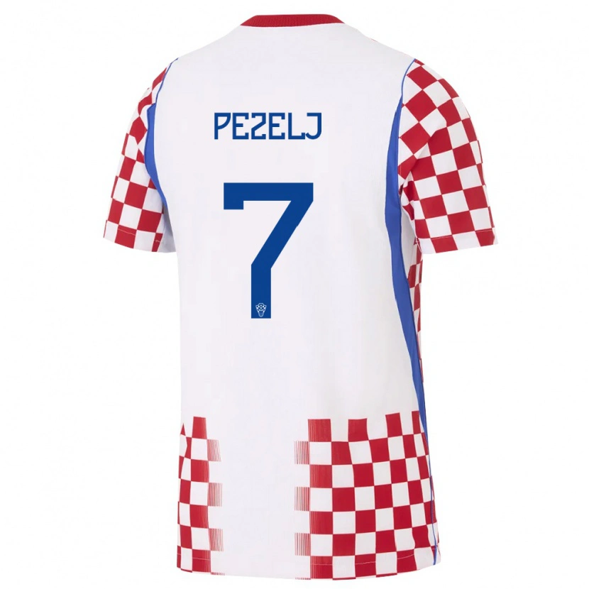 Danxen Mujer Camiseta Croacia Petra Pezelj #7 Blanco Rojo Azul 1ª Equipación 26-28 La Camisa México