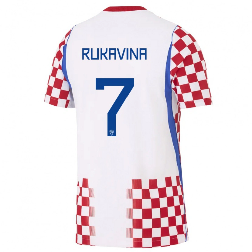 Danxen Mujer Camiseta Croacia Gabriel Rukavina #7 Blanco Rojo Azul 1ª Equipación 26-28 La Camisa México